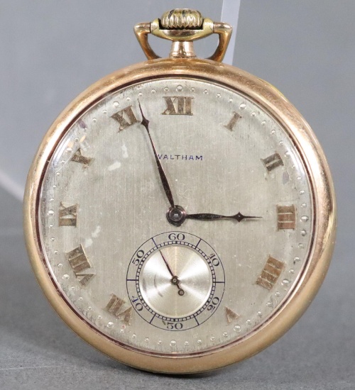 Waltham Gold Filled Pocket Watch Runs 14 size 15 jewels