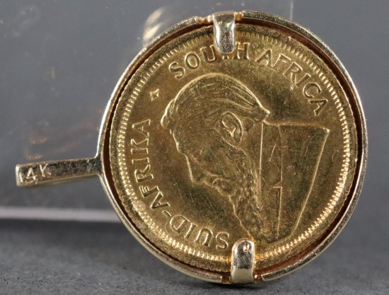 1/10 Gold Krugerrand Coin Pendant set in 14k Gold