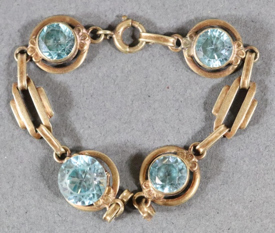 14k gold and blue gemstone bracelet 5.5 grams