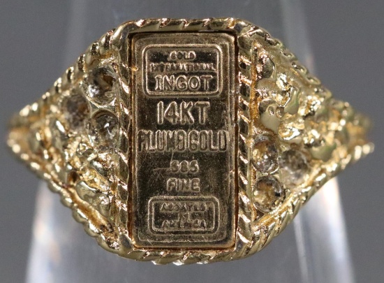 14k gold Ingot Set in Ring