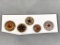 Set of Five Decorative Antique Metal Buttons with Glass Accents Gay 90s