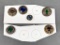 Group of 6 vintage Metal Buttons with Colored Glass Insets Gay 90s Jeweled