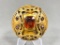 Victorian Gilt Metal Button with Glass Stone Gay 90s Jeweled