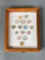 Group lot of Fancy Antique Glass Buttons Painted Backs in Frame