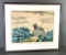 Framed Lithograph Print Artist Signed Lighthouse Scene