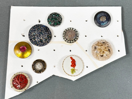 Assorted Decorative Vintage and Antique Buttons with Various Materials