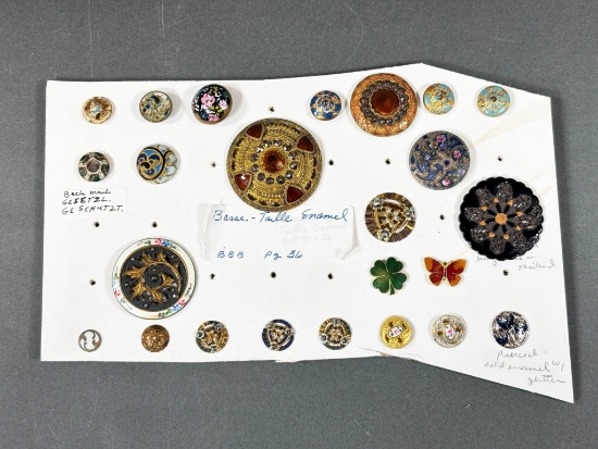 Large Lot of Better Antique Buttons - Enamel Colors, Jewels and more