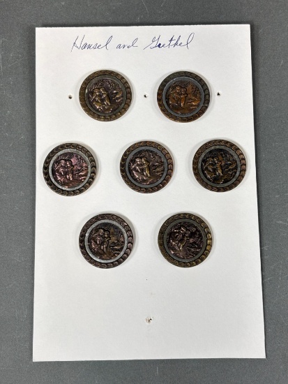 Set of 7 Hansel & Gretel Metal Figural Buttons