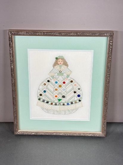 Collection of Small Elaborate Antique Buttons in Frame Glass, Metal
