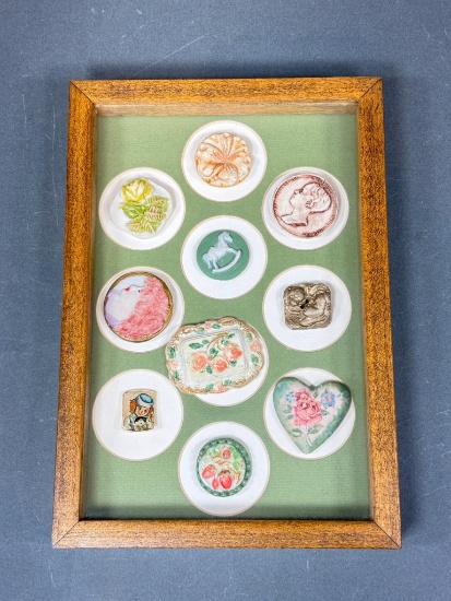 Group Lot of Unusual Antique Buttons in Frame