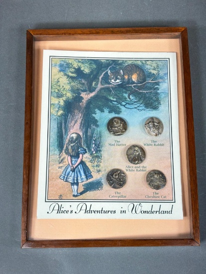 5 Vintage Alice in Wonderland Figural Buttons