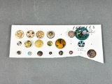 Group Lot of Antique and Vintage Buttons Enamel Work, Sterling