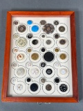Mixed Lot Antique Mother Daughter Buttons in Frame