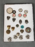 Group Lot Buttons Including Native American Silver