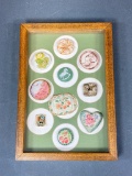 Group Lot of Unusual Antique Buttons in Frame