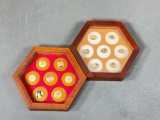 Group Lot Japanese Arita Buttons Faces in Frames