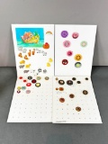 Group Lot of Vintage Buttons Inc. Noah's Ark Set, Fabric, Jewels, Lithograph, Antique