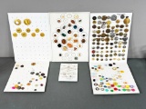 6 Cards of Vintage & Antique buttons Metal, hardstones, jeweled, glass and more