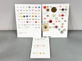 Group Lot of Vintage Buttons Glass Pictures, Radiants