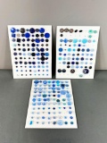 Three Cards of Vintage Buttons Blue Glass