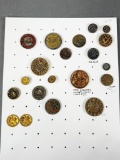 Group Lot of Antique Buttons Metal Pictures etc