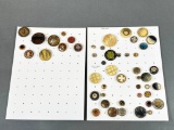 Large Lot Antique, Vintage Buttons Inc. Celluloid Set in Metal