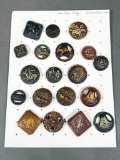 Group Lot One Piece 1930s Celluloid Buttons Sports, Animals