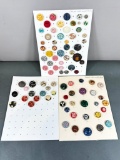 Large Lot of Vintage Buttons Celluloid w/Inserted Back Colorful