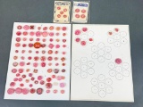 Large Lot of Vintage Pink Glass Buttons Moonglow