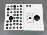 Large Lot Better Antique Buttons - Black Glass w/Pictures