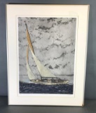 Vintage Signed Lithograph Sailboat Titled 