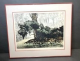 Dale Rayburn (b. 1942) Hand Colored Etching, Garden of Eden