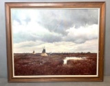 David W. Conklin Oil on Canvas Painting Native American Encampment Teepees