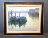 Joseph Margulies, (1896-1984) Oil on Canvas, Peace and Quiet Harbor Scene