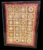 Framed Large Vintage Textile Mounted Behind Plexiglass