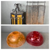 Vintage Lamp, Metal Magazine Rack, Retro Lamp Shades