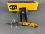 Vintage Buck 110 Folding Pocket Knife with Leather Sheath and Original Box