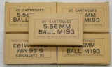 (5) boxes 5.56mm Ball M193 by PMC, sold per box