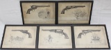 Grouping of (5) Colt revolver prints in frames to