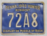 1940 PA metal hunting license