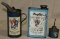 3 Maytag oil tins, 1 qt. half full w/orig cap,