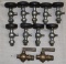9 nickeled drain valves w/wooden knobs, 2 brass