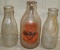 3 milk bottles, printed 