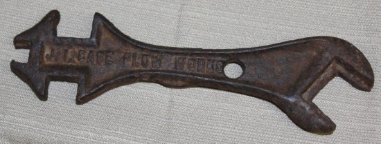 "J.I. Case Plow Works" embossed wrench,