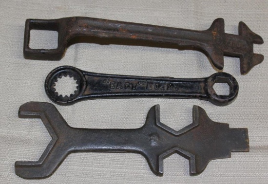 3 Antique wrenches, "Easy" No. 2, buggy wrench,