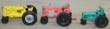 3 toy tractors, Yellow Hubley Farmall H by Kidde
