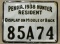 Pennsylvania 1938 metal hunting license, resident