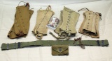 4 & 1/2 sets of military leg wraps, web gear, ammo