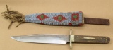 Early Native American Indian beaded leather knife