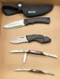lot of 4 Buck knives- 679 with sheath fixed blade,